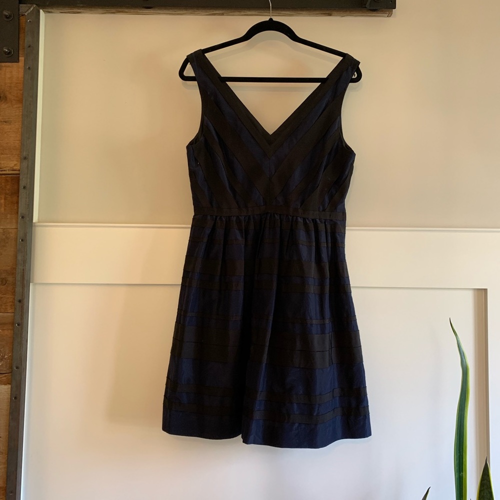 J Crew Black and Navy ribbon dress.